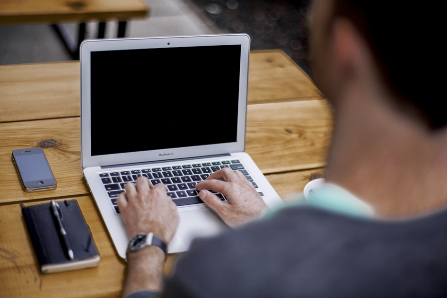 a person using a laptop